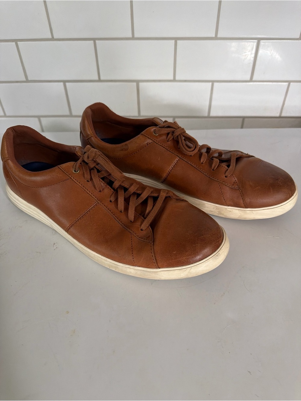 Cole Haan GRAND.ØS Men’s Brown Leather Lace-Up Sneakers US 13 C32500